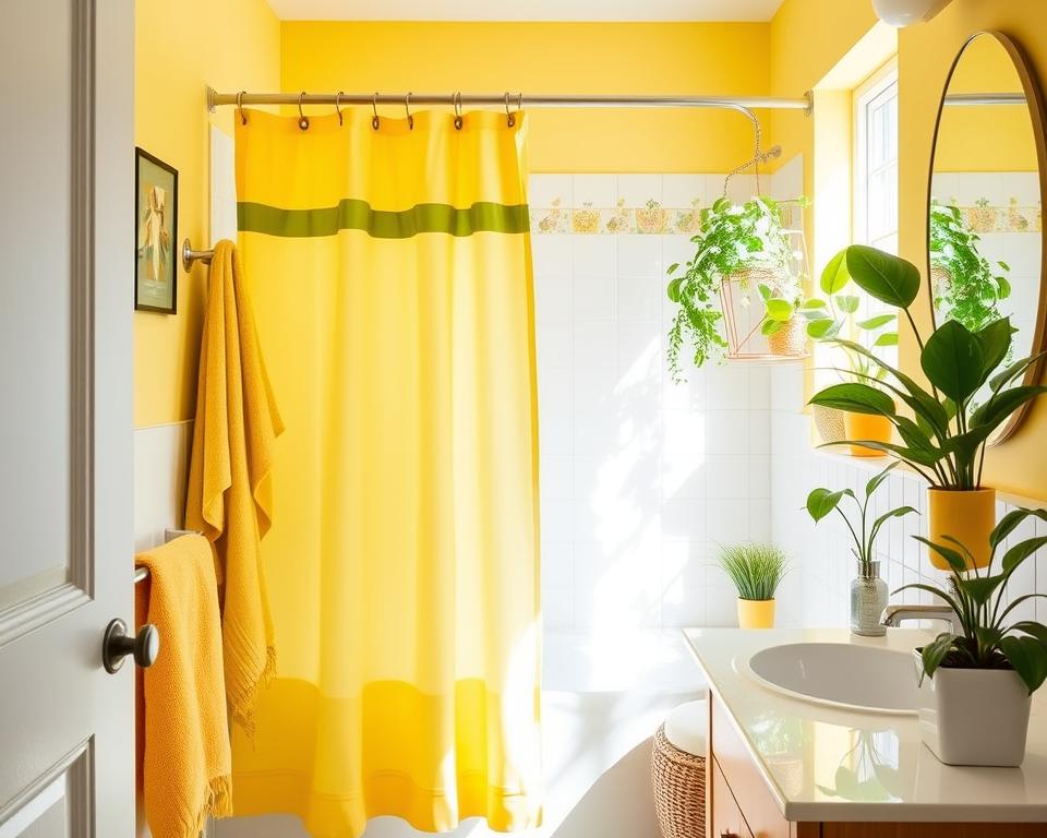 bathroom decor yellow and green