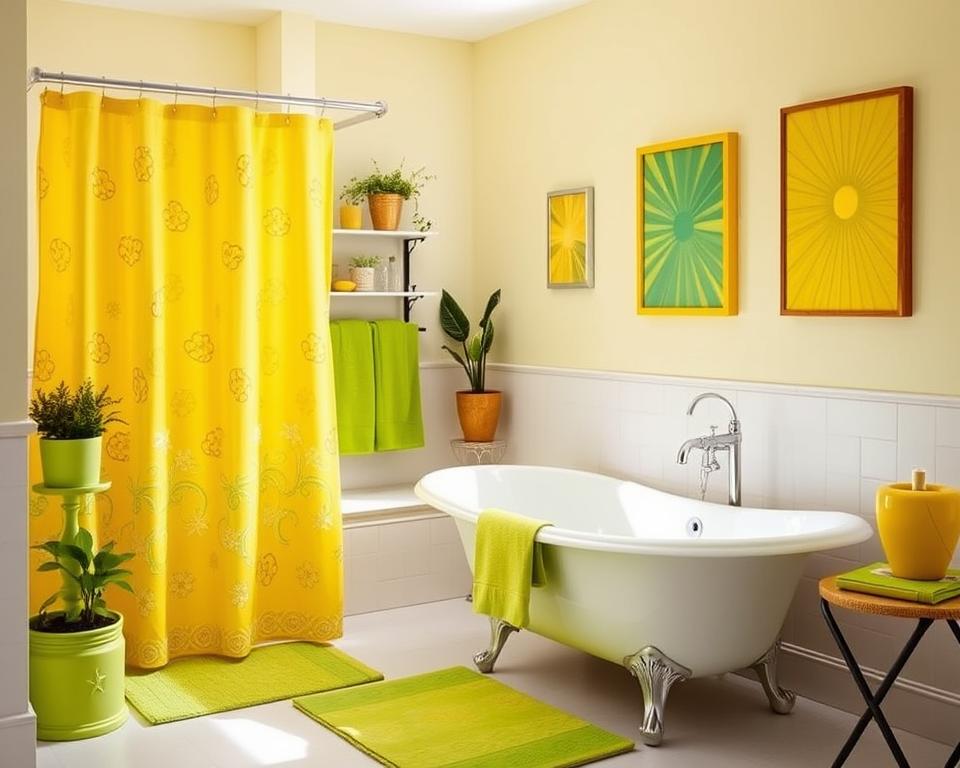 bathroom decor yellow and green