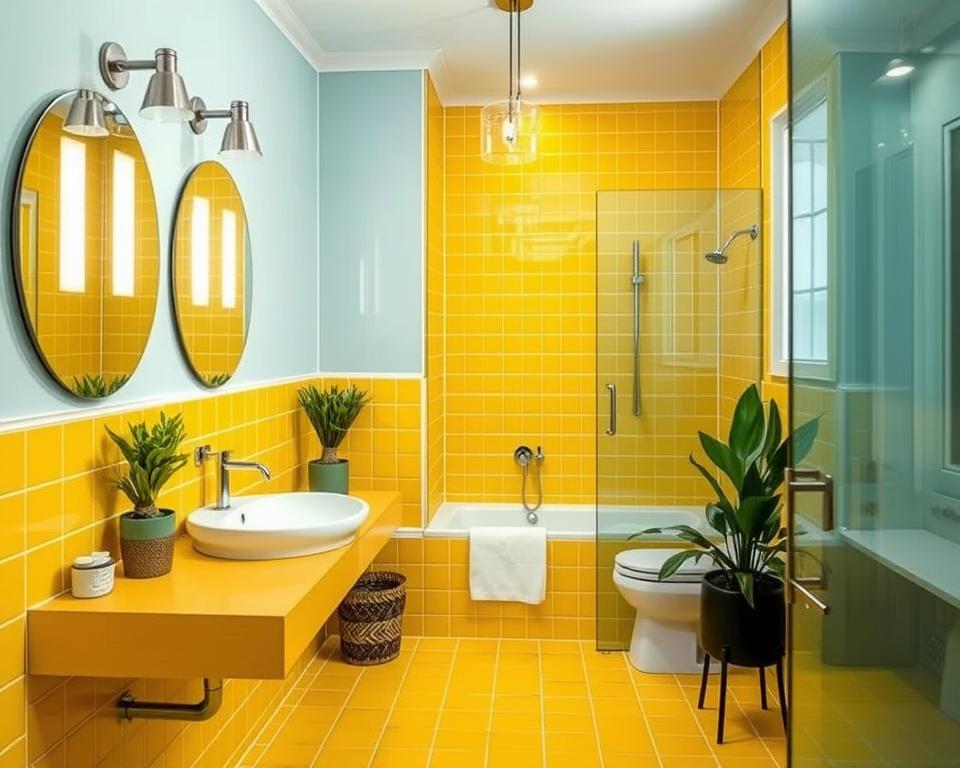 bathroom decor yellow tile