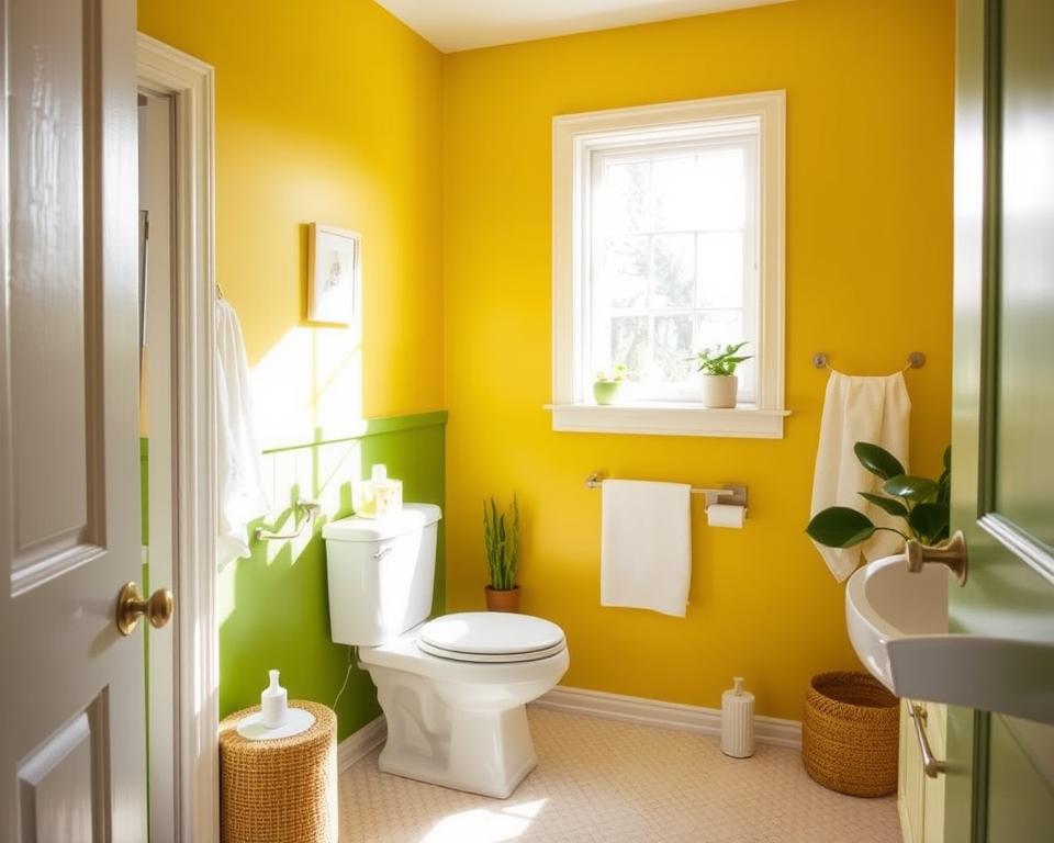 bathroom wall paint yellow and green