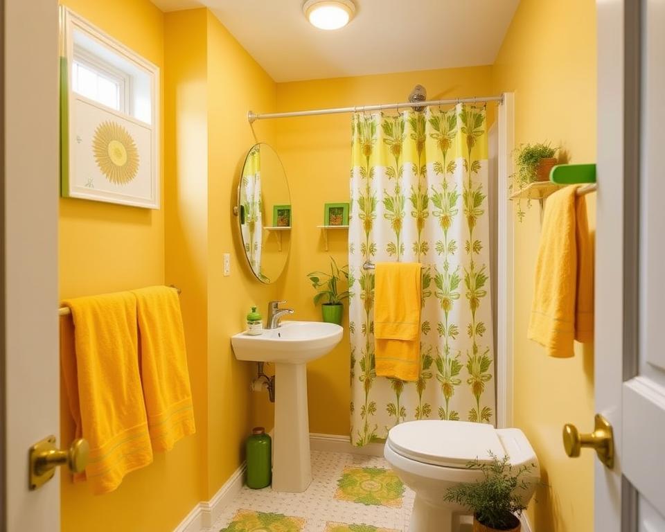 small yellow and green bathroom