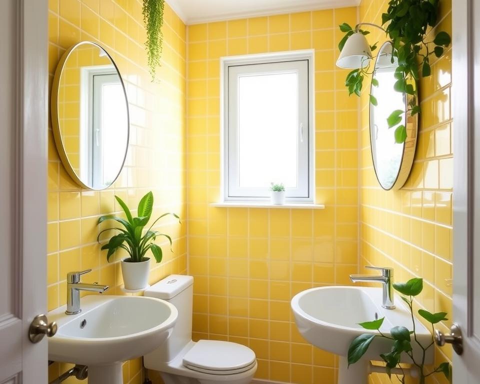 small yellow tile bathroom