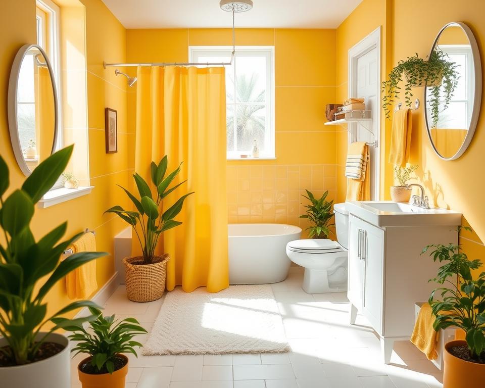 yellow and white bathroom